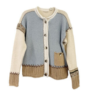 Vintage J Jill Patchwork Cardigan Sweater Size Small